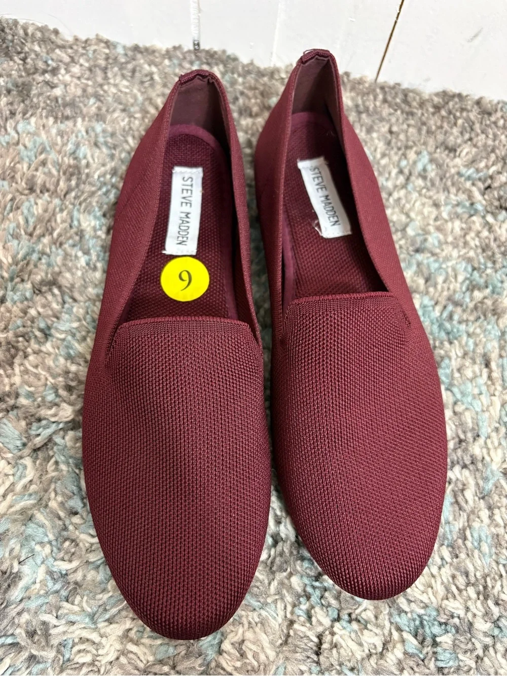 Steve Madden Shoes Womens 9 Slip On Flats Loafers Knit Lightweight Airy Maroon